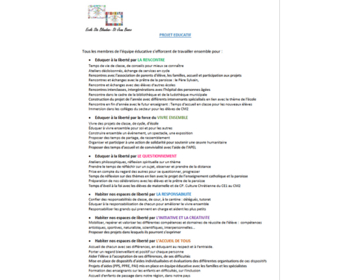 Projet éducatif – Ste Blandine St Jean de Bosco Projet éducatif - Ste Blandine St Jean de Bosco